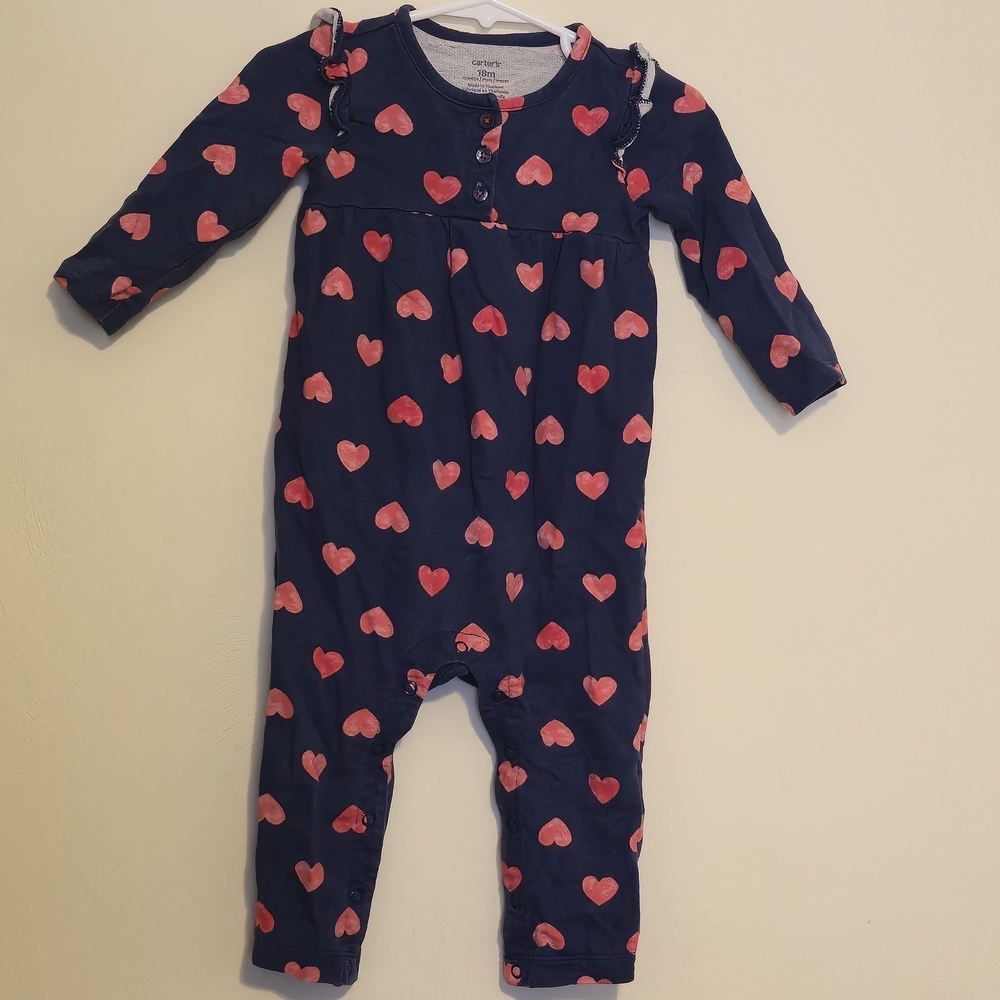 Carter's Navy and Pink Heart One Piece